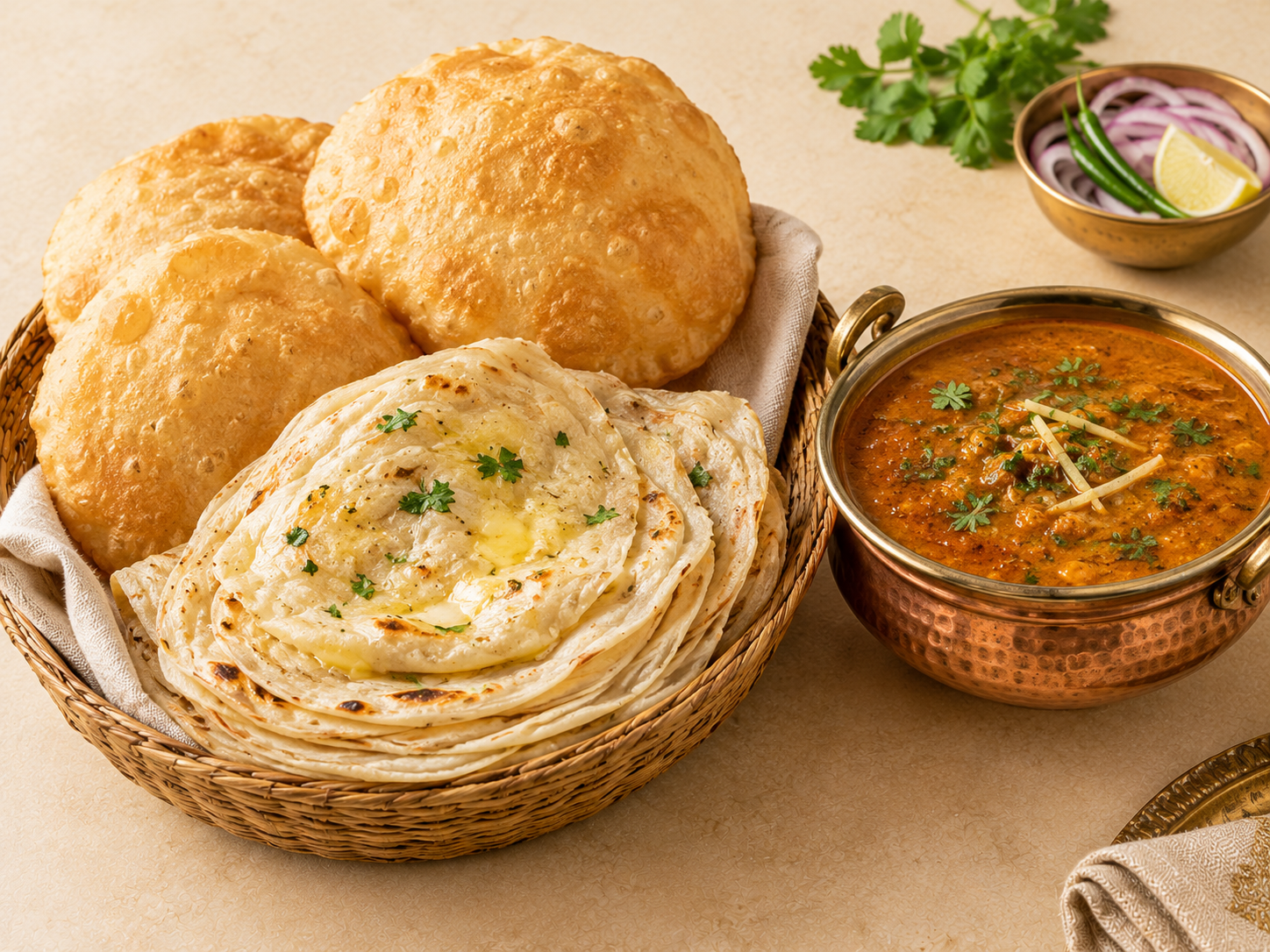 Indian breads served with curry